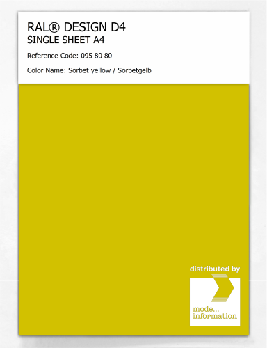 Artikelbild des Artikels “RAL® DESIGN D4 SINGLE SHEET A4 095 80 80 Sorbet yellow / Sorbetgelb “