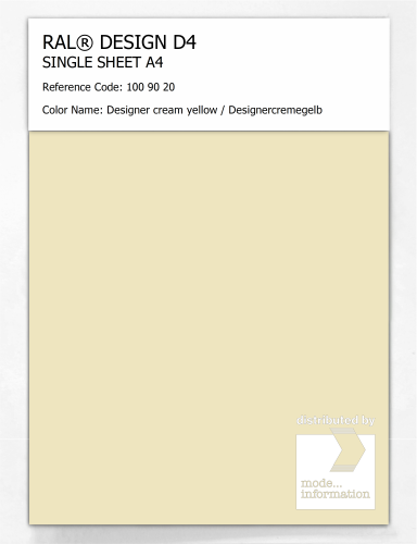 Artikelbild des Artikels “RAL® DESIGN D4 SINGLE SHEET A4 100 90 20 Designer cream yellow / Designercremegelb “