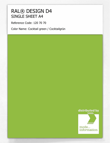 Product image of the product “RAL® DESIGN D4 SINGLE SHEET A4 120 70 70 Cocktail green / Cocktailgrün ”