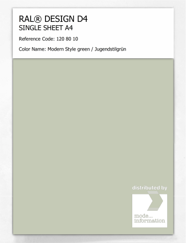 Product image of the product “RAL® DESIGN D4 SINGLE SHEET A4 120 80 10 Modern Style green / Jugendstilgrün ”