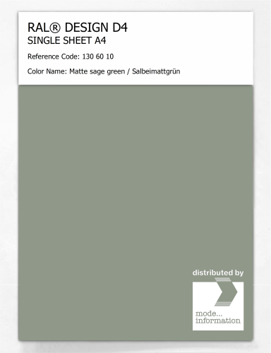 Product image of the product “RAL® DESIGN D4 SINGLE SHEET A4 130 60 10 Matte sage green / Salbeimattgrün ”