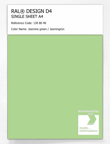 Product image of the product “RAL® DESIGN D4 SINGLE SHEET A4 130 80 40 Jasmine green / Jasmingrün ”