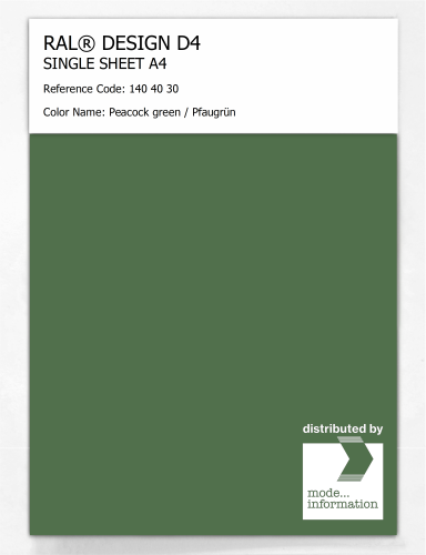 Artikelbild des Artikels “RAL® DESIGN D4 SINGLE SHEET A4 140 40 30 Peacock green / Pfaugrün “