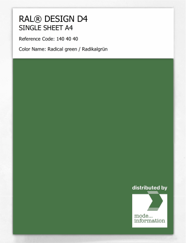 Product image of the product “RAL® DESIGN D4 SINGLE SHEET A4 140 40 40 Radical green / Radikalgrün ”