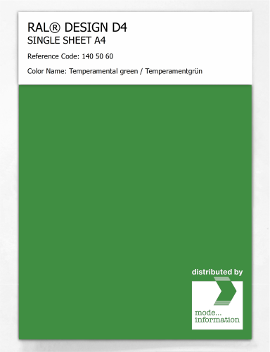 Product image of the product “RAL® DESIGN D4 SINGLE SHEET A4 140 50 60 Temperamental green / Temperamentgrün ”