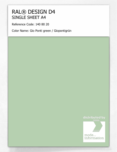 Product image of the product “RAL® DESIGN D4 SINGLE SHEET A4 140 80 20 Gio Ponti green / Giopontigrün ”