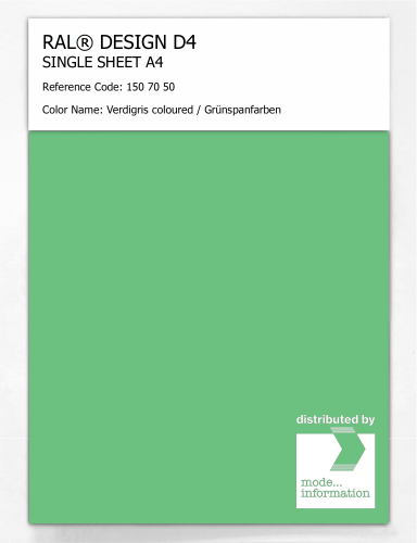 Artikelbild des Artikels “RAL® DESIGN D4 SINGLE SHEET A4 150 70 50 Verdigris coloured / Grünspanfarben “