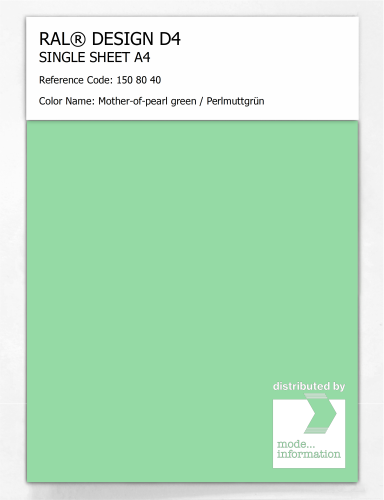 Artikelbild des Artikels “RAL® DESIGN D4 SINGLE SHEET A4 150 80 40 Mother-of-pearl green / Perlmuttgrün “
