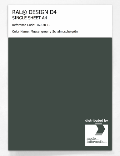 Product image of the product “RAL® DESIGN D4 SINGLE SHEET A4 160 20 10 Mussel green / Schalmuschelgrün ”