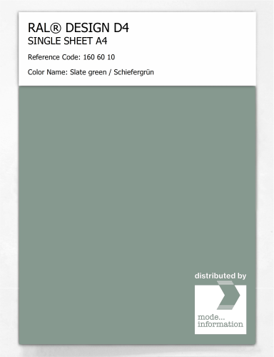 Product image of the product “RAL® DESIGN D4 SINGLE SHEET A4 160 60 10 Slate green / Schiefergrün ”
