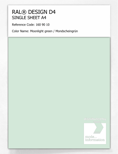 Artikelbild des Artikels “RAL® DESIGN D4 SINGLE SHEET A4 160 90 10 Moonlight green / Mondscheingrün “