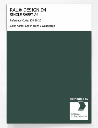 Artikelbild des Artikels “RAL® DESIGN D4 SINGLE SHEET A4 170 20 20 Coach green / Wagengrün “