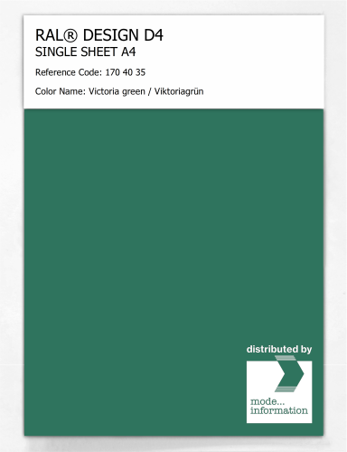 Artikelbild des Artikels “RAL® DESIGN D4 SINGLE SHEET A4 170 40 35 Victoria green / Viktoriagrün “