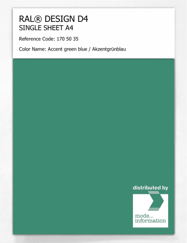 Artikelbild des Artikels “RAL® DESIGN D4 SINGLE SHEET A4 170 50 35 Accent green blue / Akzentgrünblau “