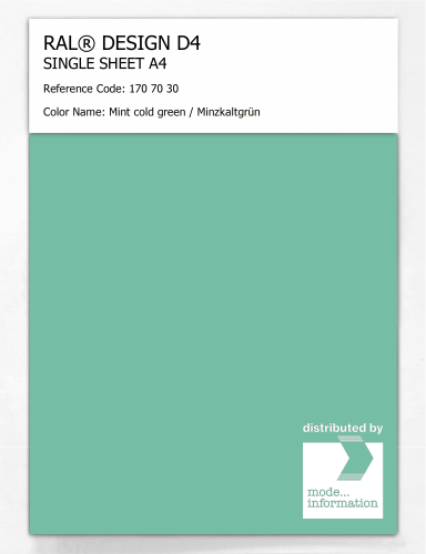Artikelbild des Artikels “RAL® DESIGN D4 SINGLE SHEET A4 170 70 30 Mint cold green / Minzkaltgrün “