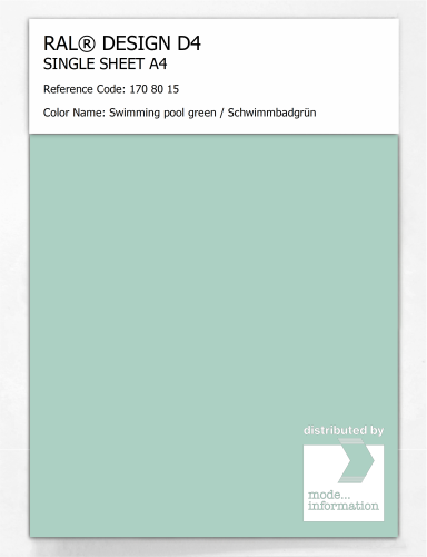 Artikelbild des Artikels “RAL® DESIGN D4 SINGLE SHEET A4 170 80 15 Swimming pool green / Schwimmbadgrün “