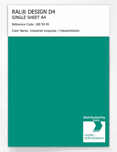 Product image of the product “RAL® DESIGN D4 SINGLE SHEET A4 180 50 45 Industrial turquoise / Industrietürkis ”