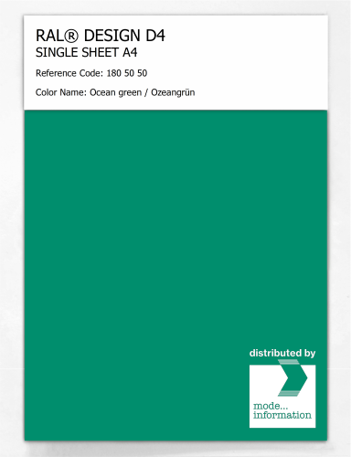 Artikelbild des Artikels “RAL® DESIGN D4 SINGLE SHEET A4 180 50 50 Ocean green / Ozeangrün “