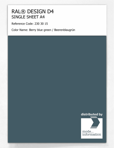 Artikelbild des Artikels “RAL® DESIGN D4 SINGLE SHEET A4 230 30 15 Berry blue green / Beerenblaugrün “