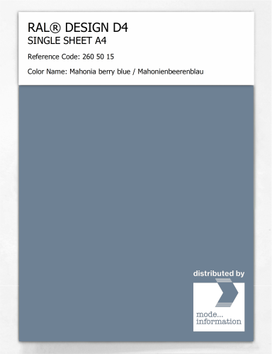 Product image of the product “RAL® DESIGN D4 SINGLE SHEET A4 260 50 15 Mahonia berry blue / Mahonienbeerenblau ”
