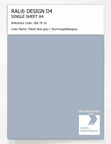 Artikelbild des Artikels “RAL® DESIGN D4 SINGLE SHEET A4 260 70 10 Petrel blue grey / Sturmvogelblaugrau “