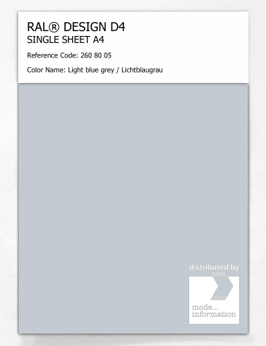 Artikelbild des Artikels “RAL® DESIGN D4 SINGLE SHEET A4 260 80 05 Light blue grey / Lichtblaugrau “
