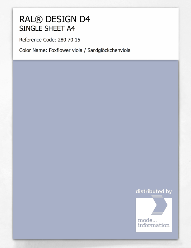 Product image of the product “RAL® DESIGN D4 SINGLE SHEET A4 280 70 15 Foxflower viola / Sandglöckchenviola ”