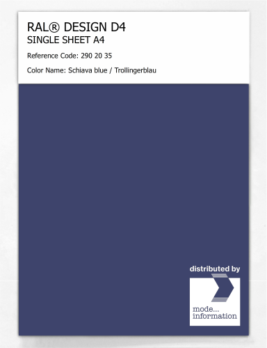 Artikelbild des Artikels “RAL® DESIGN D4 SINGLE SHEET A4 290 20 35 Schiava blue / Trollingerblau “