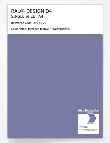 Product image of the product “RAL® DESIGN D4 SINGLE SHEET A4 290 50 25 Hyacinth mauve / Hyazinthenlila ”