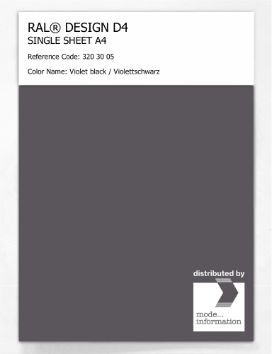 Artikelbild des Artikels “RAL® DESIGN D4 SINGLE SHEET A4 320 30 05 Violet black / Violettschwarz “