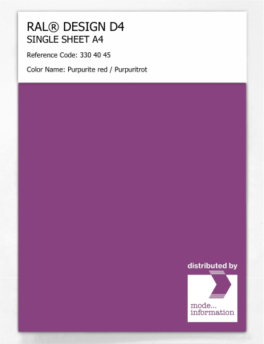 Artikelbild des Artikels “RAL® DESIGN D4 SINGLE SHEET A4 330 40 45 Purpurite red / Purpuritrot “