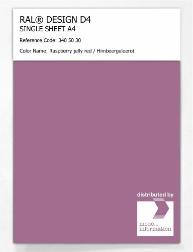 Artikelbild des Artikels “RAL® DESIGN D4 SINGLE SHEET A4 340 50 30 Raspberry jelly red / Himbeergeleerot “