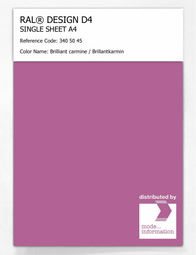 Product image of the product “RAL® DESIGN D4 SINGLE SHEET A4 340 50 45 Brilliant carmine / Brillantkarmin ”