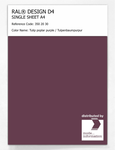 Artikelbild des Artikels “RAL® DESIGN D4 SINGLE SHEET A4 350 20 30 Tulip poplar purple / Tulpenbaumpurpur “