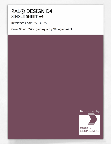 Artikelbild des Artikels “RAL® DESIGN D4 SINGLE SHEET A4 350 30 25 Wine gummy red / Weingummirot “