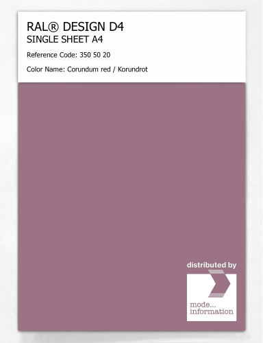 Product image of the product “RAL® DESIGN D4 SINGLE SHEET A4 350 50 20 Corundum red / Korundrot ”