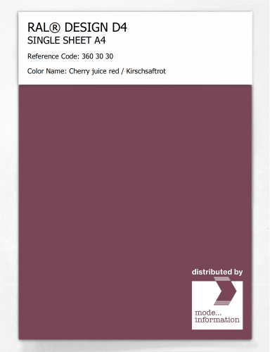 Artikelbild des Artikels “RAL® DESIGN D4 SINGLE SHEET A4 360 30 30 Cherry juice red / Kirschsaftrot “