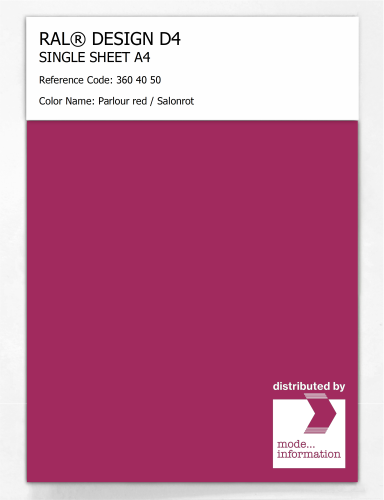 Artikelbild des Artikels “RAL® DESIGN D4 SINGLE SHEET A4 360 40 50 Parlour red / Salonrot “