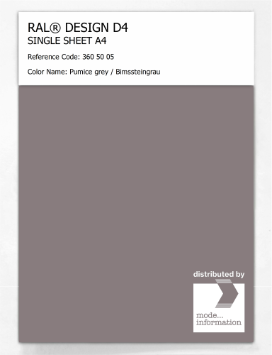 Artikelbild des Artikels “RAL® DESIGN D4 SINGLE SHEET A4 360 50 05 Pumice grey / Bimssteingrau “