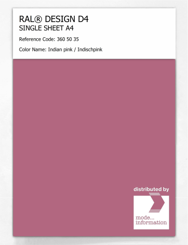 Artikelbild des Artikels “RAL® DESIGN D4 SINGLE SHEET A4 360 50 35 Indian pink / Indischpink “