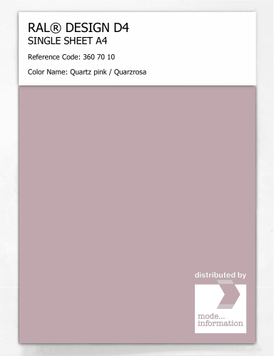Artikelbild des Artikels “RAL® DESIGN D4 SINGLE SHEET A4 360 70 10 Quartz pink / Quarzrosa “