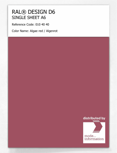 Product image of the product “RAL® DESIGN D6 SINGLE SHEET A6 010 40 40 Algae red / Algenrot ”