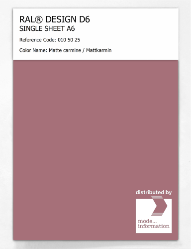 Product image of the product “RAL® DESIGN D6 SINGLE SHEET A6 010 50 25 Matte carmine / Mattkarmin ”