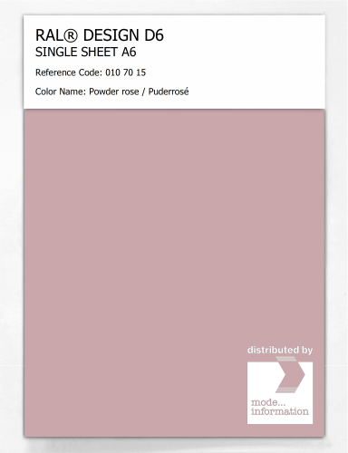 Artikelbild des Artikels “RAL® DESIGN D6 SINGLE SHEET A6 010 70 15 Powder rose / Puderrosé “