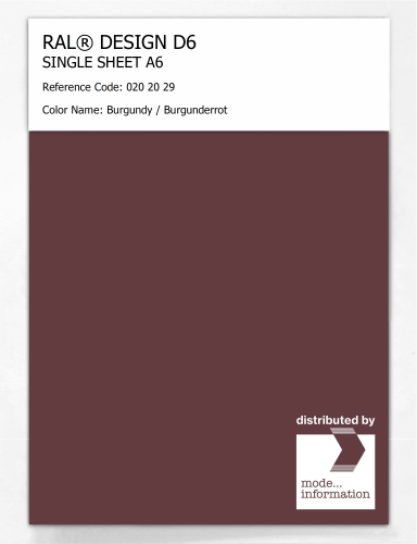 Artikelbild des Artikels “RAL® DESIGN D6 SINGLE SHEET A6 020 20 29 Burgundy / Burgunderrot “