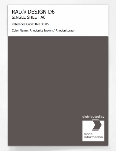 Artikelbild des Artikels “RAL® DESIGN D6 SINGLE SHEET A6 020 30 05 Rhodonite brown / Rhodonitbraun “