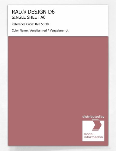 Artikelbild des Artikels “RAL® DESIGN D6 SINGLE SHEET A6 020 50 30 Venetian red / Venezianerrot “