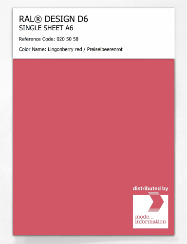 Artikelbild des Artikels “RAL® DESIGN D6 SINGLE SHEET A6 020 50 58 Lingonberry red / Preiselbeerenrot “