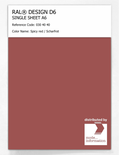 Product image of the product “RAL® DESIGN D6 SINGLE SHEET A6 030 40 40 Spicy red / Scharfrot ”