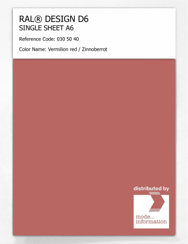 Artikelbild des Artikels “RAL® DESIGN D6 SINGLE SHEET A6 030 50 40 Vermilion red / Zinnoberrot “